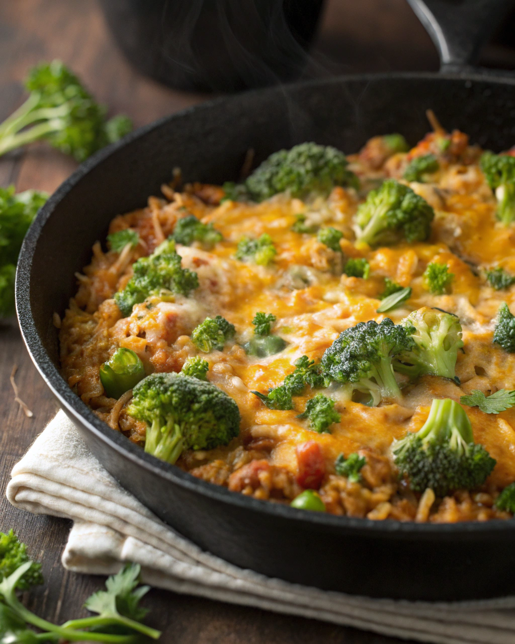 15-Minute Cheesy Broccoli Rice Skillet