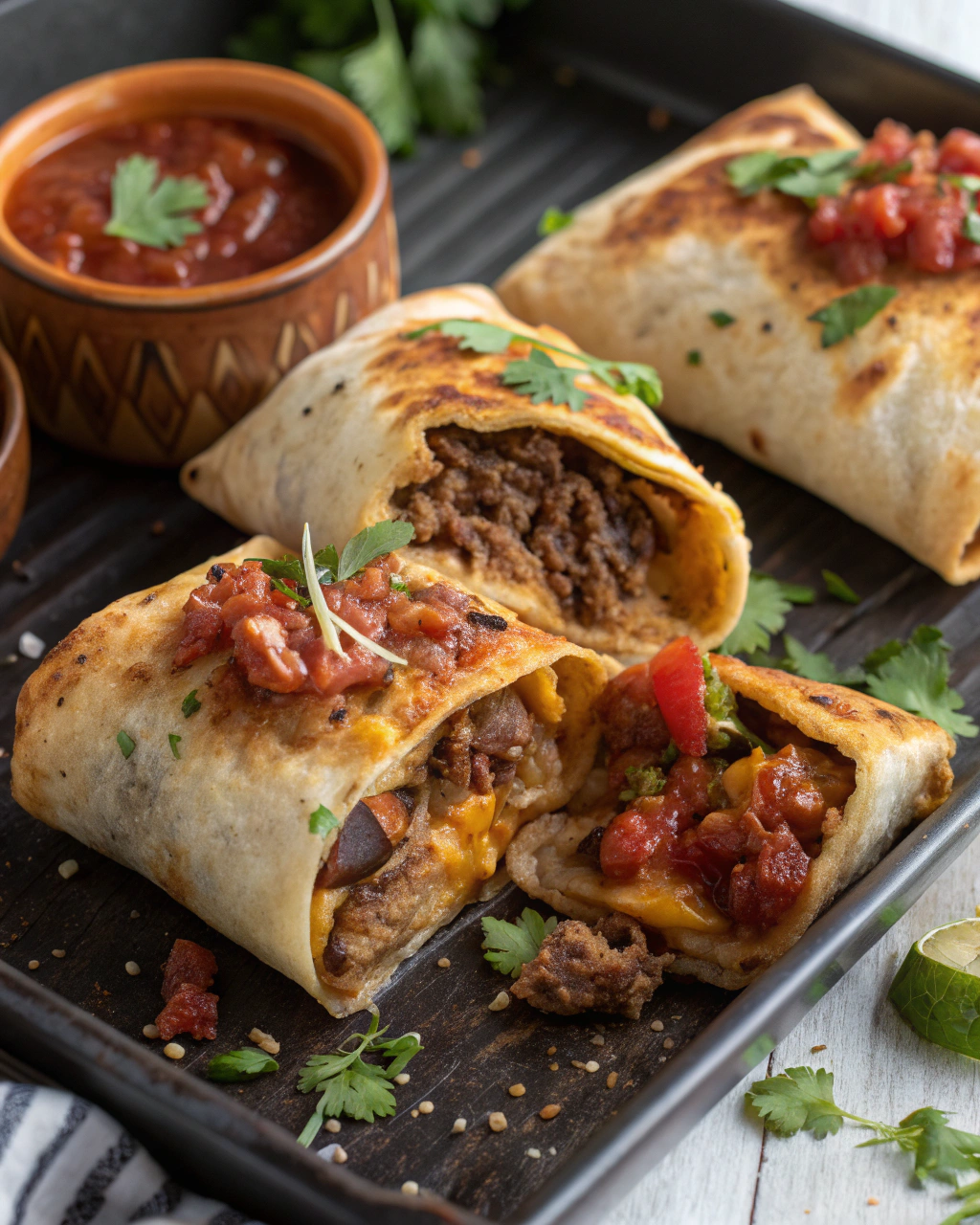 Air Fryer Beef Chimichangas (15 Minutes)
