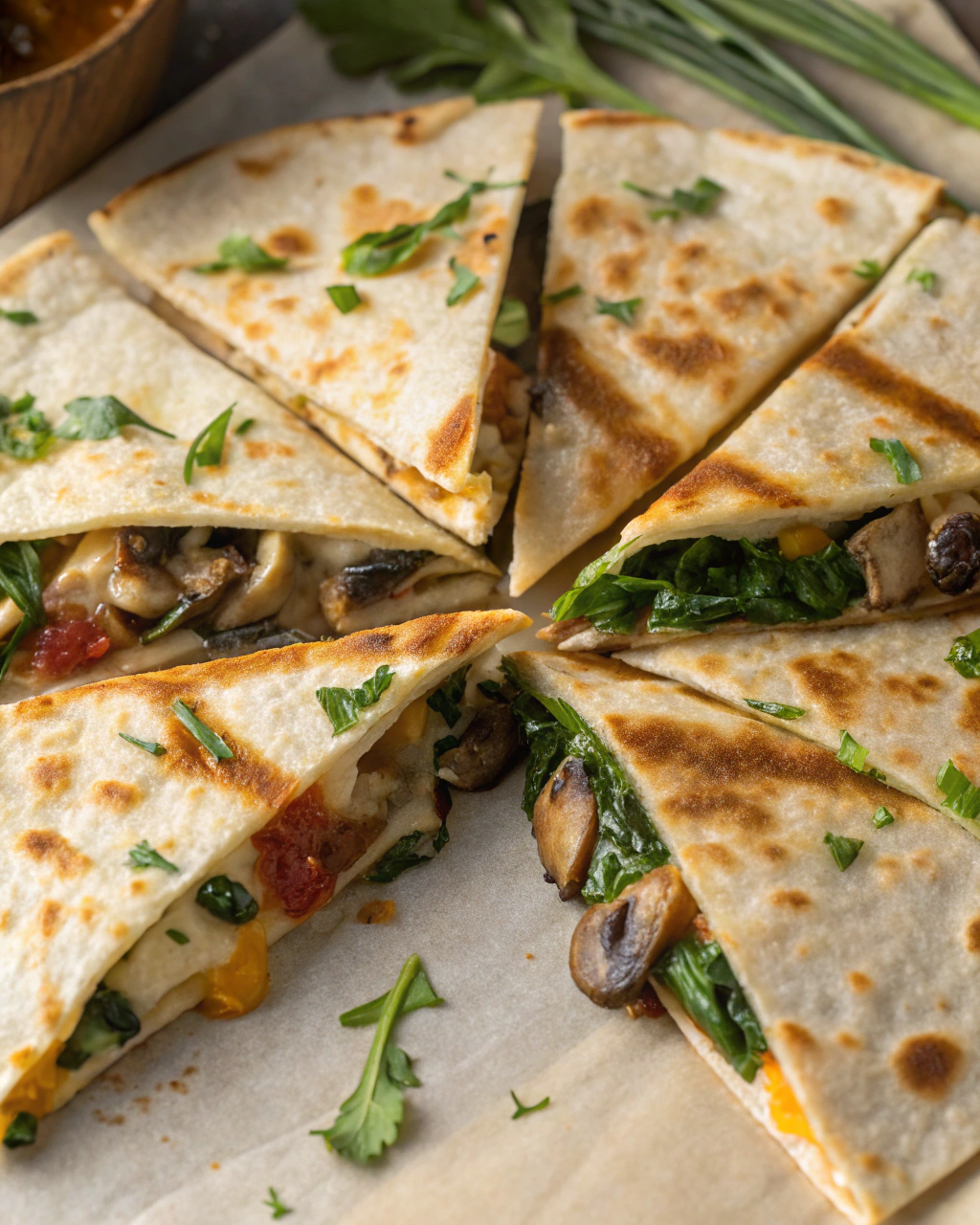 Cheesy Spinach and Mushroom Quesadillas – Meatless Recipes for Dinner