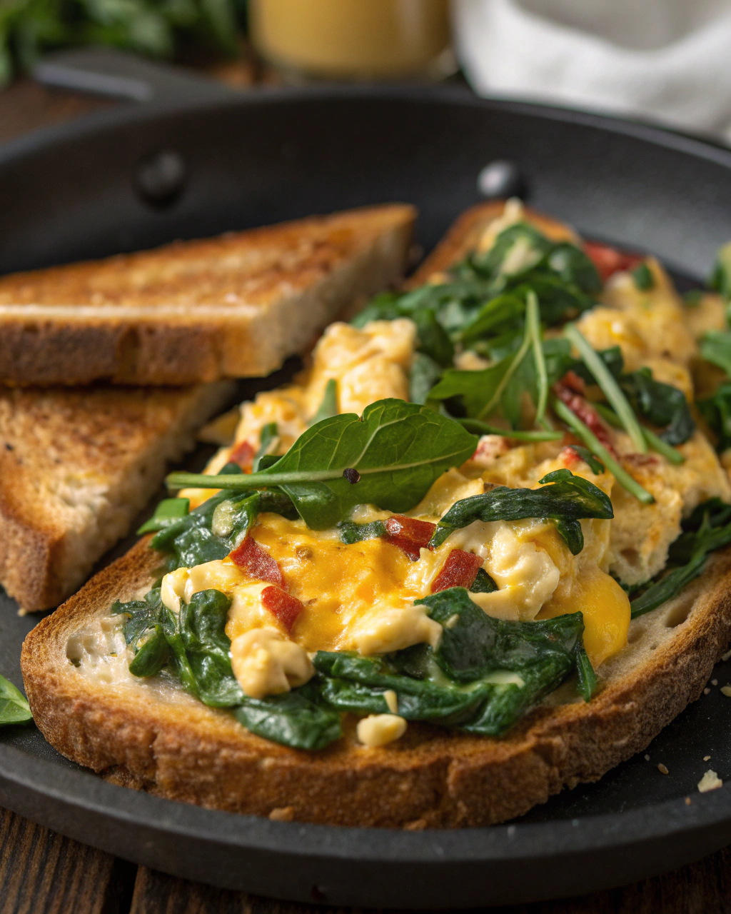 Scrambled Eggs with Spinach and Toast – Easy Recipes for Dinner