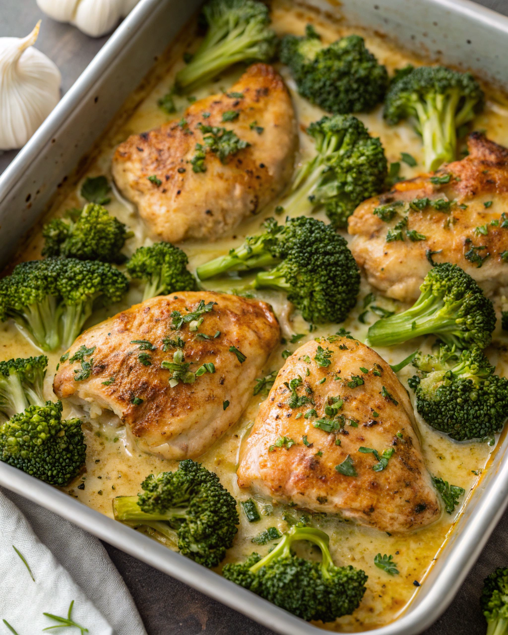Sheet-Pan Garlic Butter Chicken & Broccoli