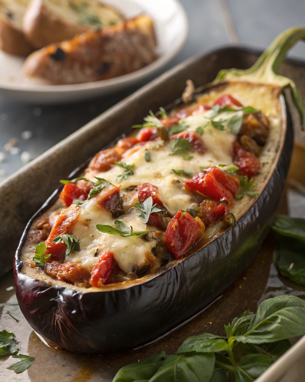 Stuffed Eggplant with Tomato and Cheese – Mediterranean Recipes for Dinner