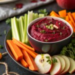 bloody-beet-hummus-with-veggie-sticks-healthy-halloween-snack-ideaj