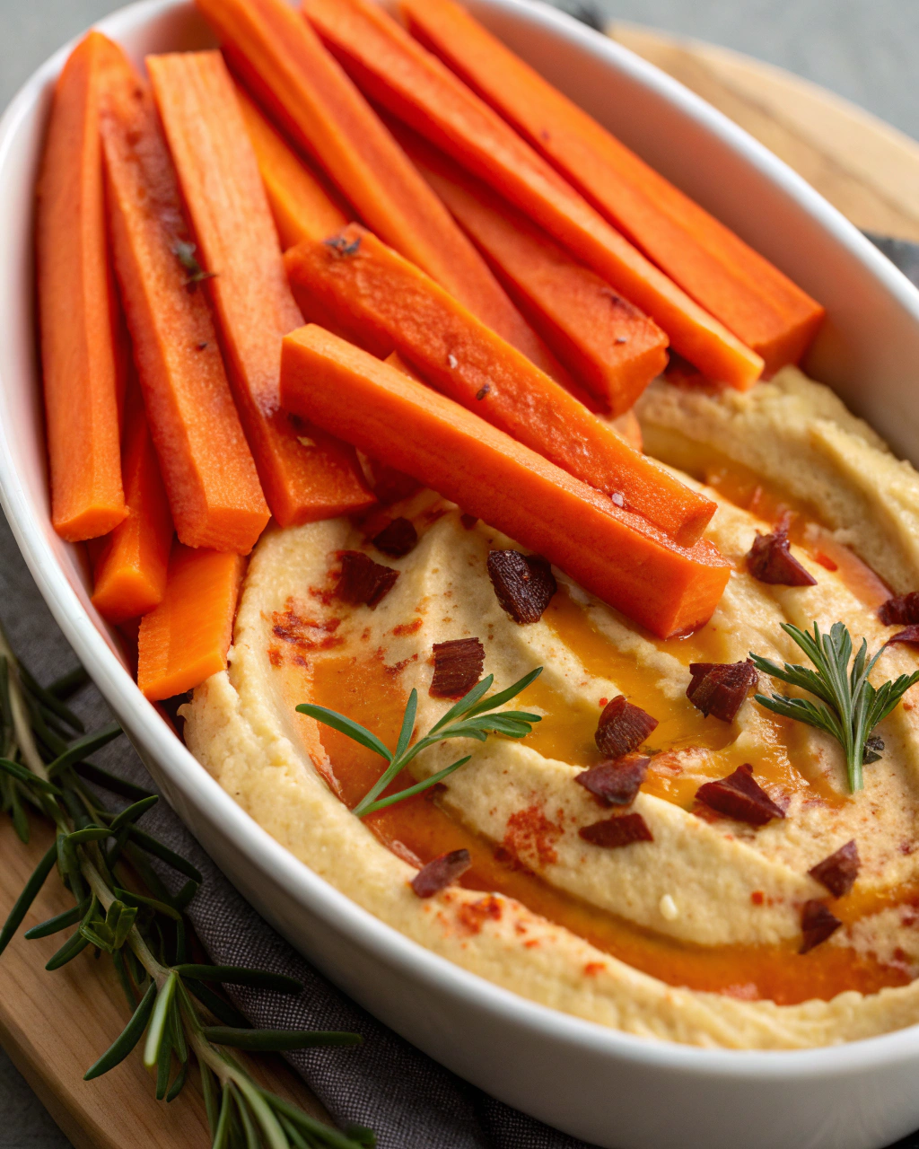 Carrot “Pumpkin” Sticks with Hummus – simple Halloween veggie snack