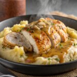 chicken-and-garlic-gravy-with-cheesy-mashed-potatoesj