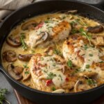 creamy-asiago-mustard-chicken-mushroom-skillet-j