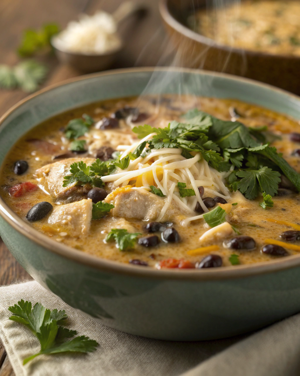 Creamy Chicken Poblano & Black Bean Soup