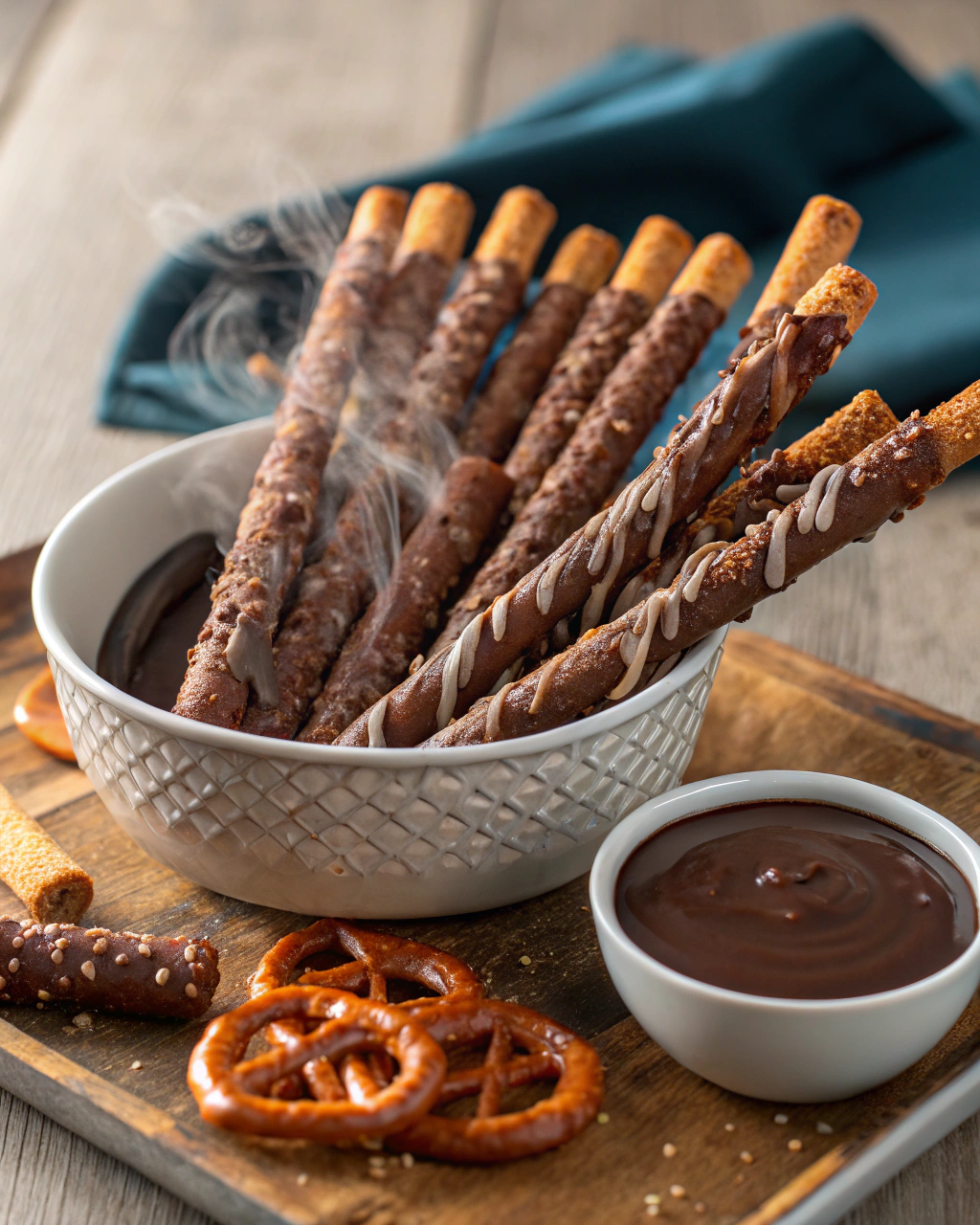 Creepy Pretzel Rods with Chocolate Dip – easy Halloween party snack