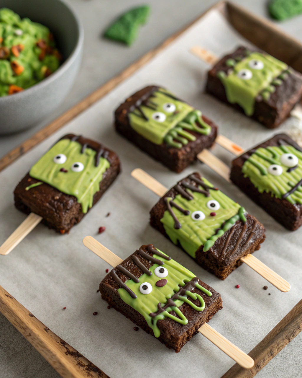 Frankenstein Brownie Pops – fun Halloween brownie pops for kids