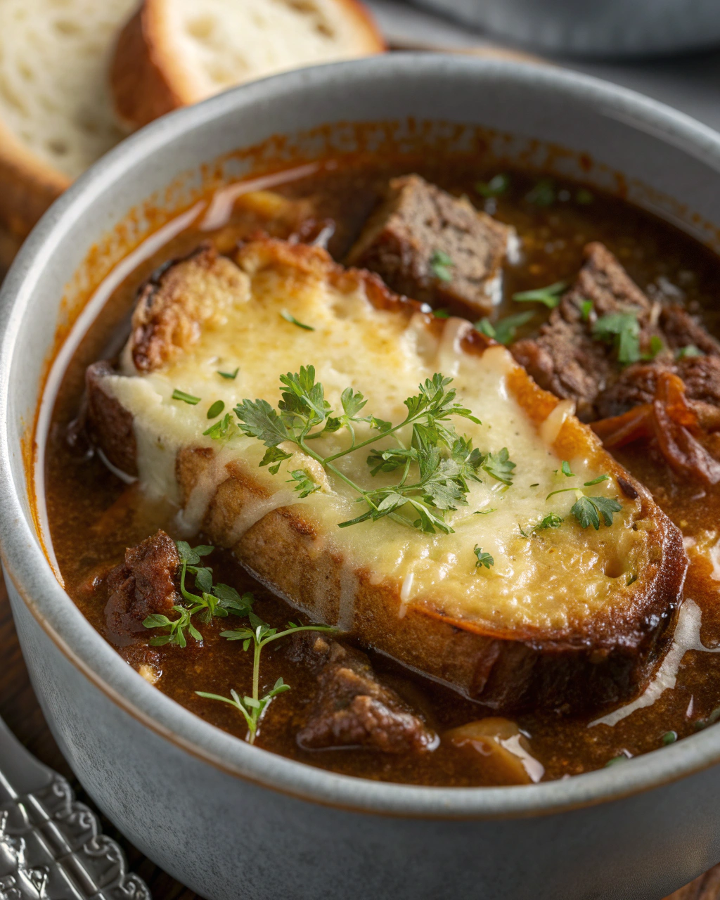 French Onion Short Rib Soup with Cheesy Gruyère Toast
