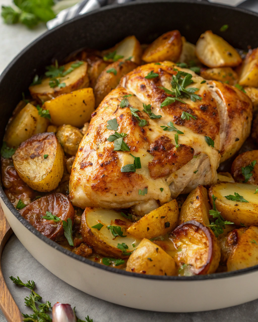 garlic-butter-chicken-with-roasted-potatoesj
