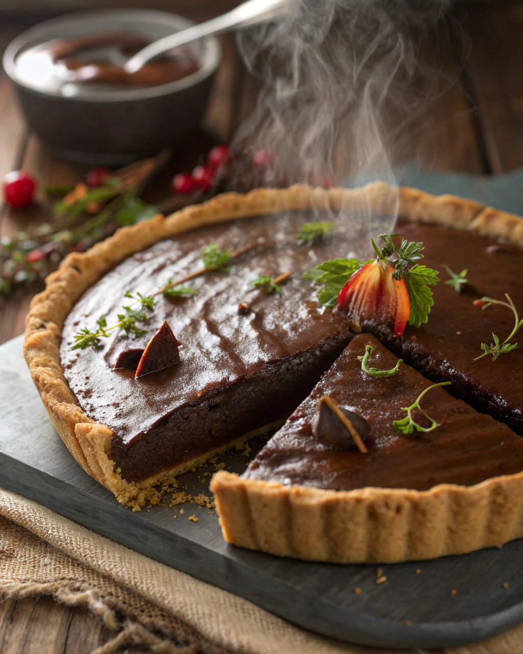 Haunted Chocolate Pudding Pie – spooky Halloween pudding pie dessert