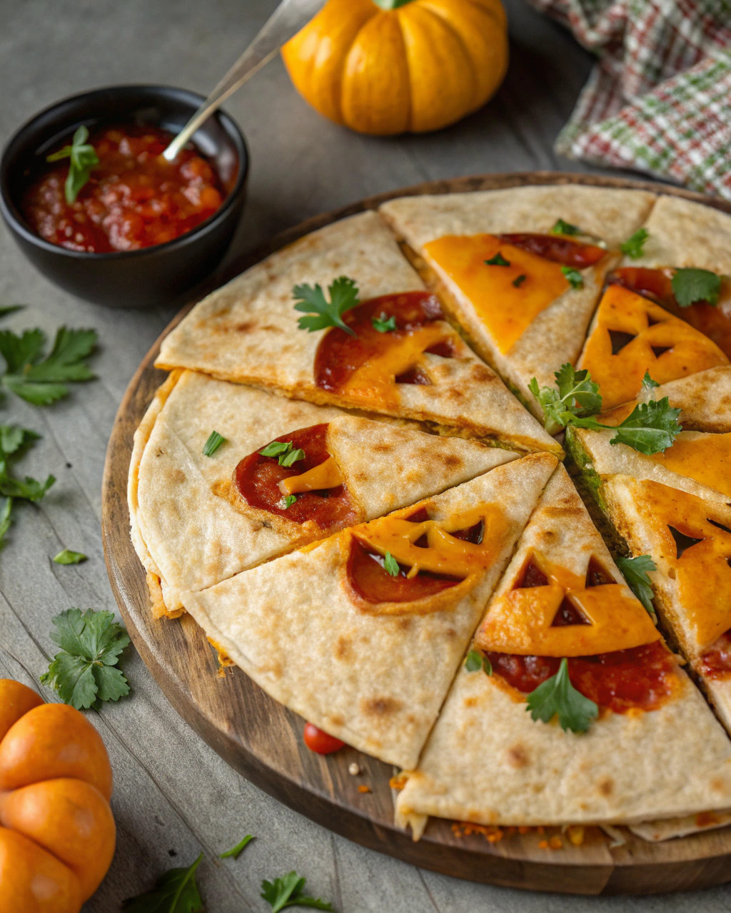 Jack-O’-Lantern Quesadillas – quick Halloween dinner for kids