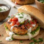 mediterranean-chicken-burgers-with-greek-yogurt-sauce-and-tomato-cucumber-relishj