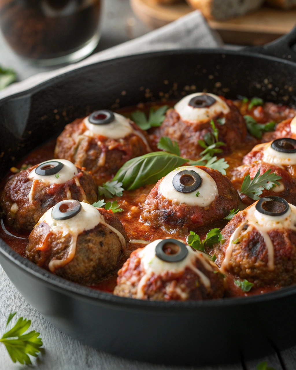 Monster Eyeball Meatballs – scary but tasty Halloween dinner recipe