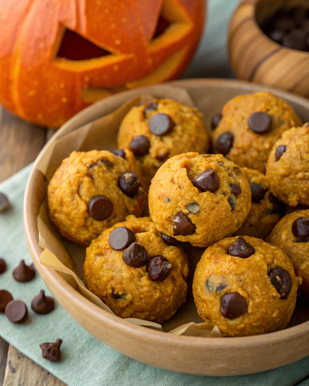 Pumpkin Energy Bites with Chocolate Chips – healthy Halloween snack idea