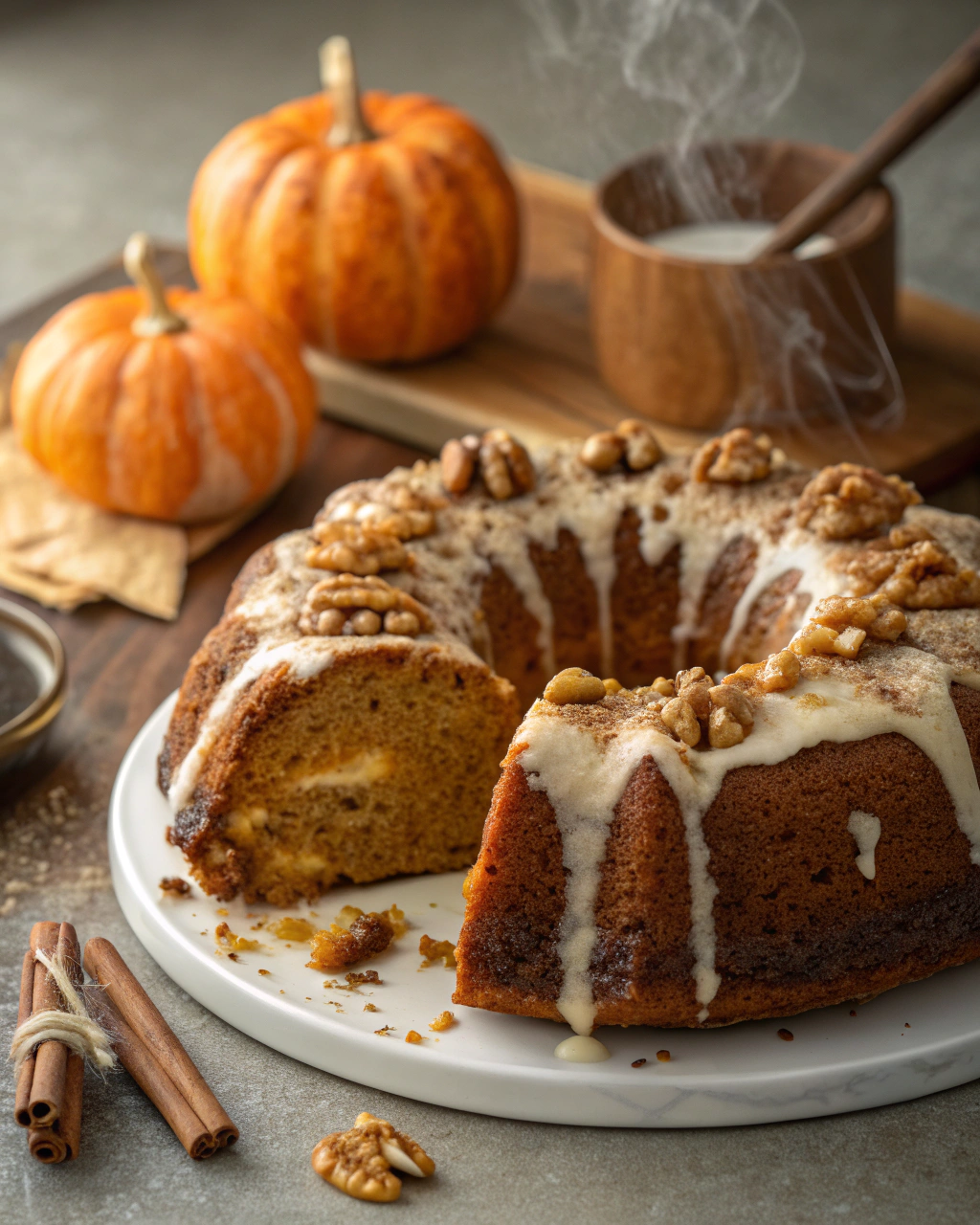 Spiced Coffee Cake with Pumpkin & Walnuts