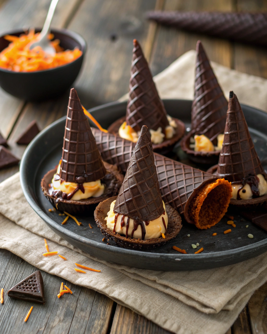 Witch Hat Chocolate Cones – creative Halloween treat for parties