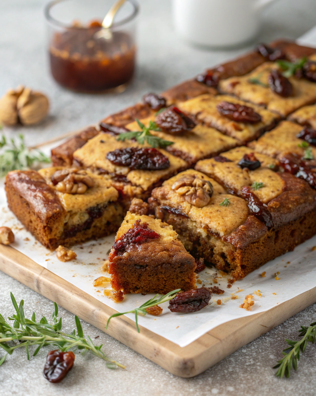 Date and Walnut Traybake Cake