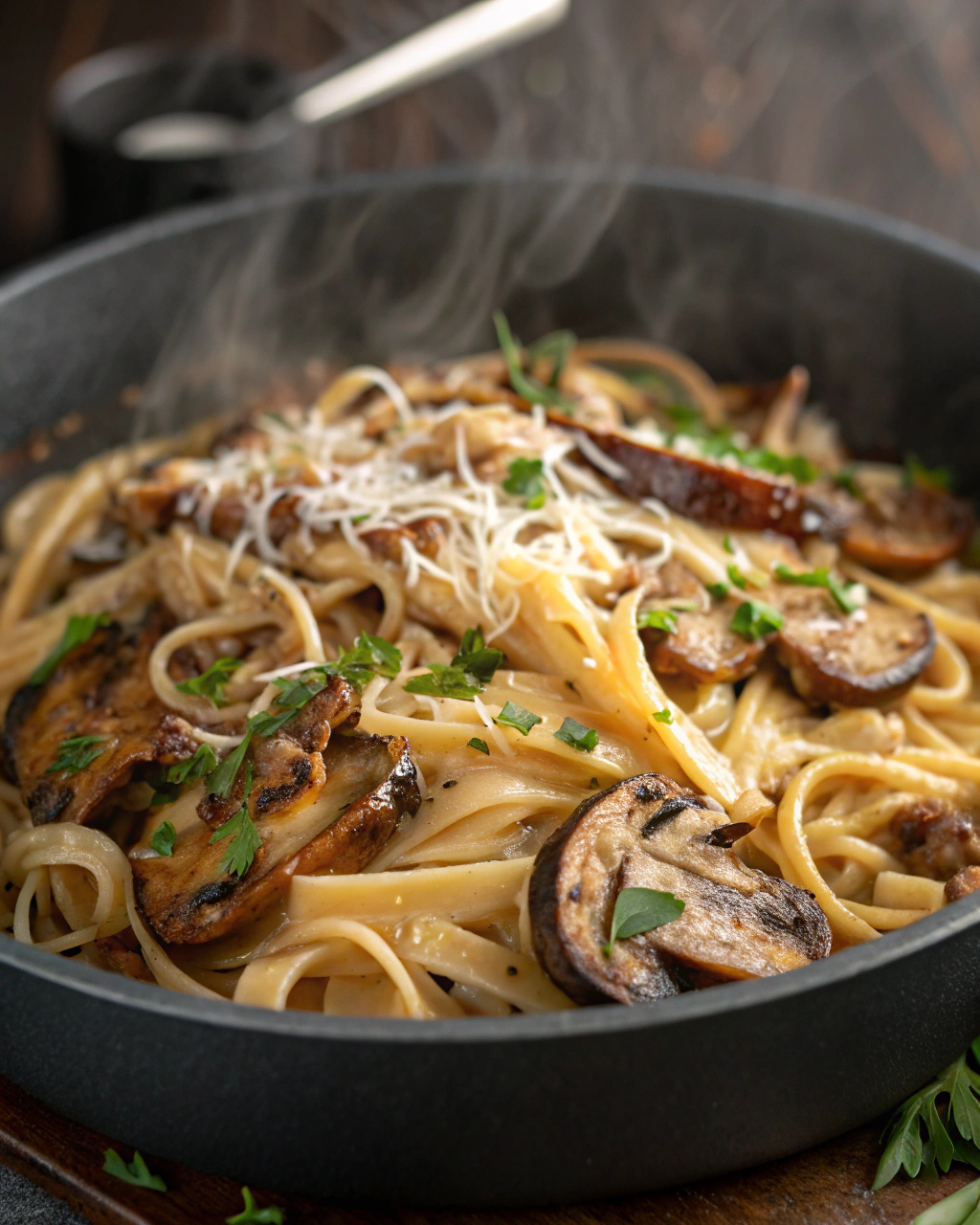 Creamy Mushroom Teriyaki Pasta