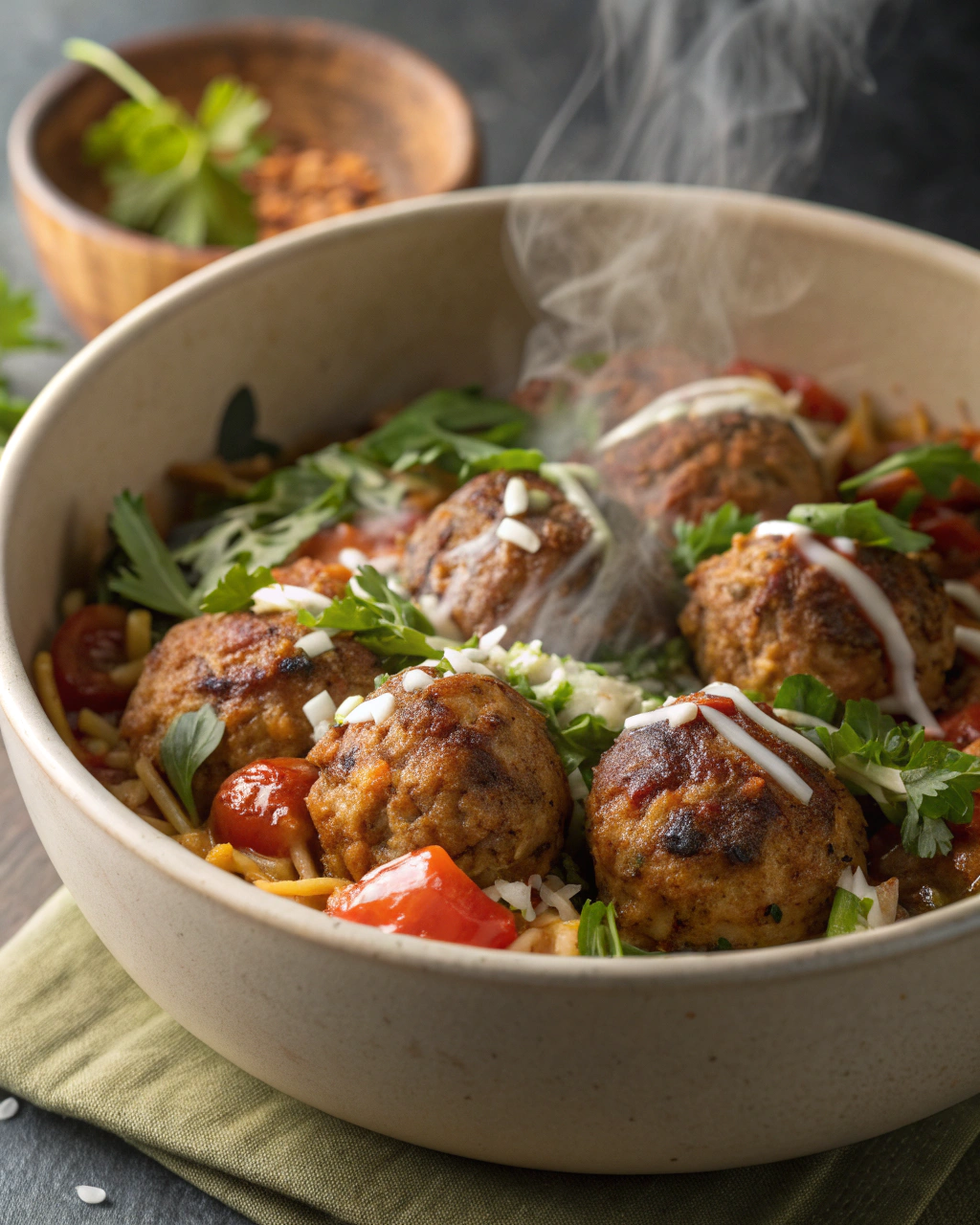 Greek Turkey Meatball Bowl