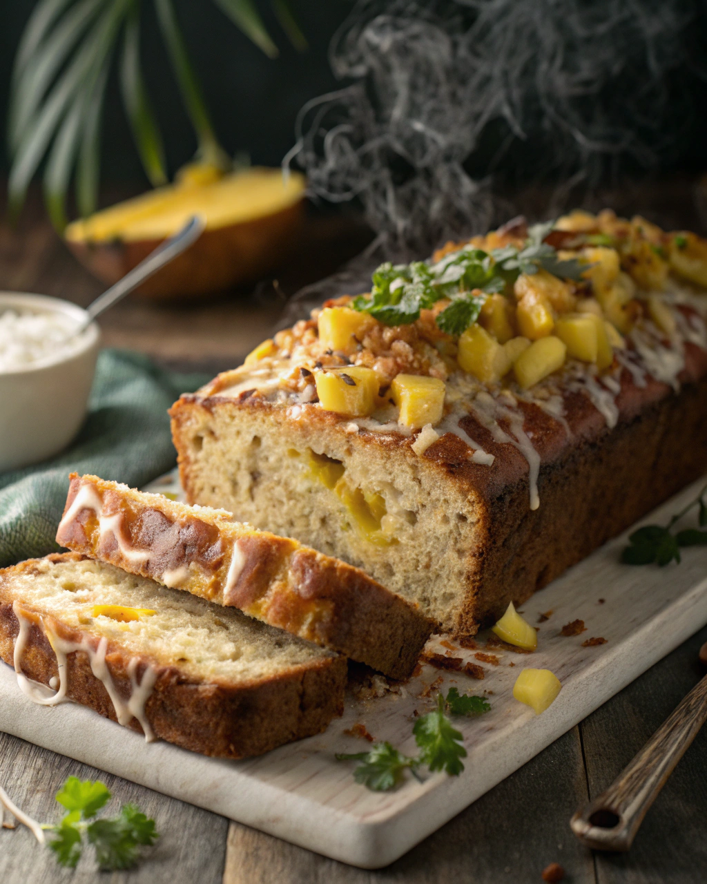 Hawaiian Banana Bread with Coconut and Pineapple