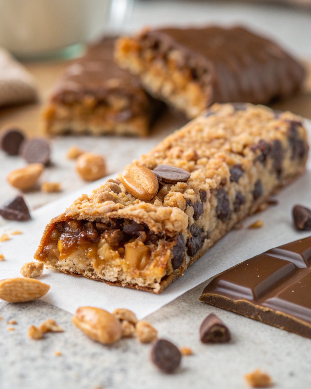 Healthy Peanut Butter Greek Yogurt Oat Chocolate Crunch Bars