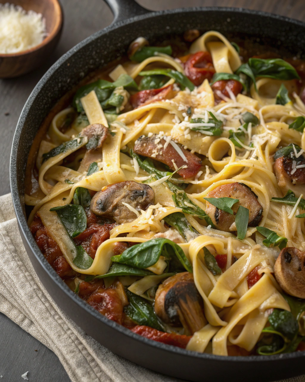 Mushroom Spinach Fettuccine