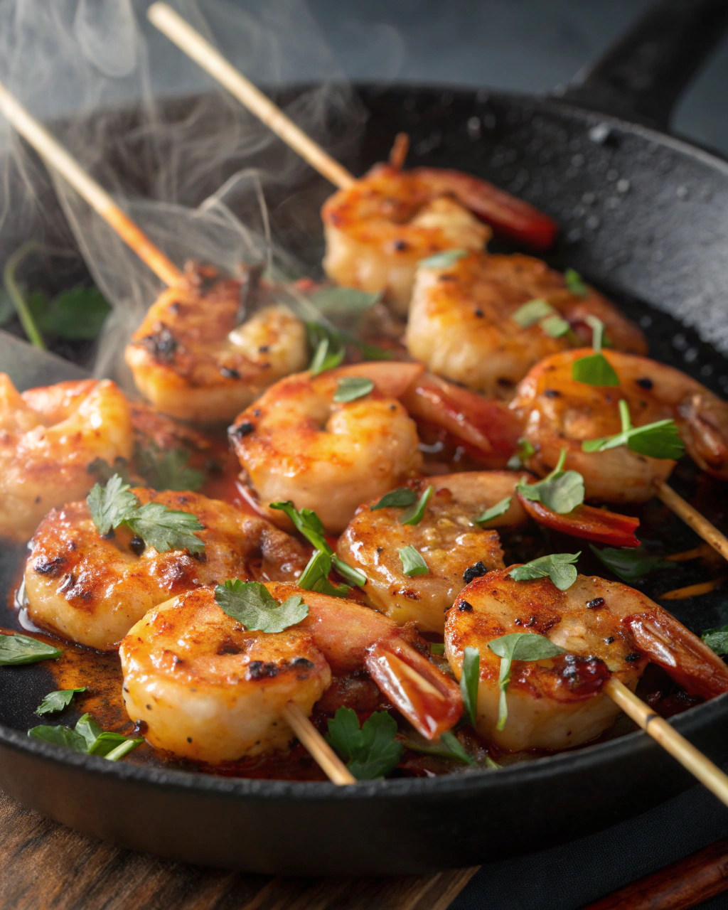 Spicy Honey Garlic Shrimp Skewers