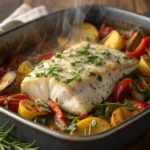Baked Cod with Roasted Vegetables and Herbsjl