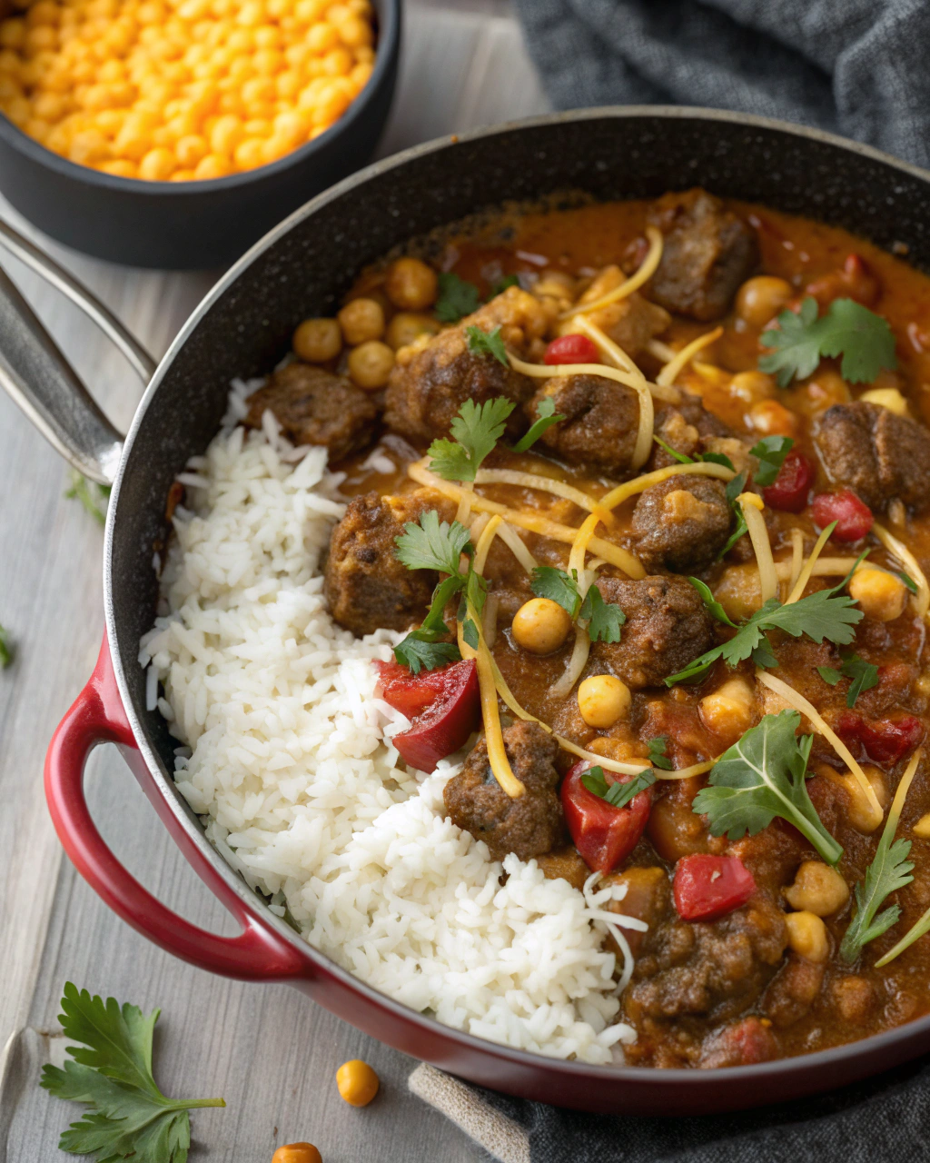 Beef and Chickpea Curry with Basmati Rice