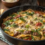 Creamy Beef and Spinach Pasta Skilletjl