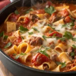 Creamy Tomato and Beef Pastajl