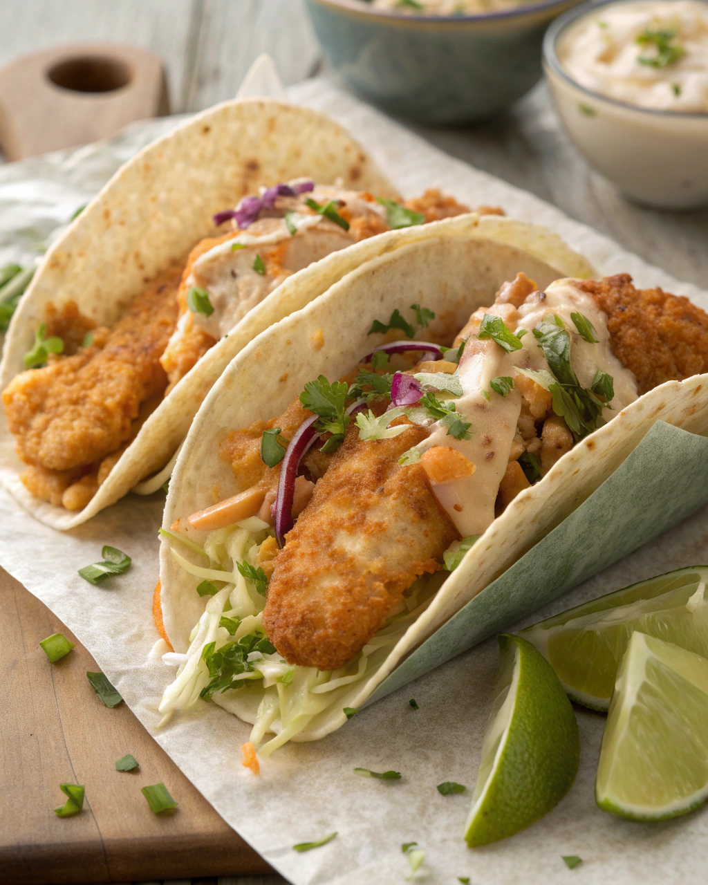 Crispy Fish Tacos with Fresh Cabbage Slaw