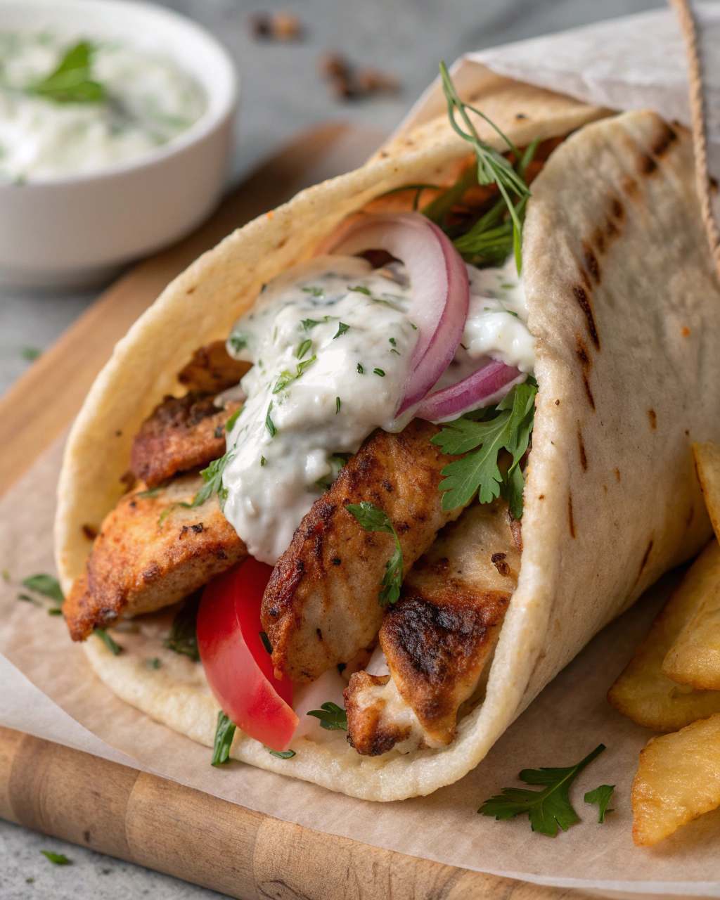 Greek Chicken Gyro with Tzatziki