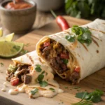 Homemade Beef Burrito with Creamy Saucejl