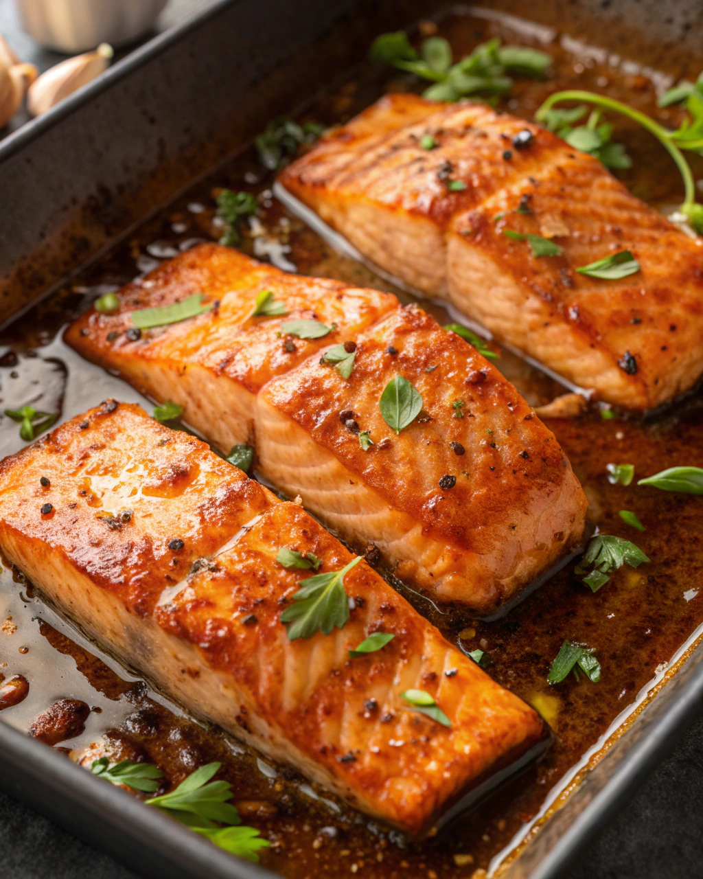 Honey Garlic Glazed Salmon Fillets