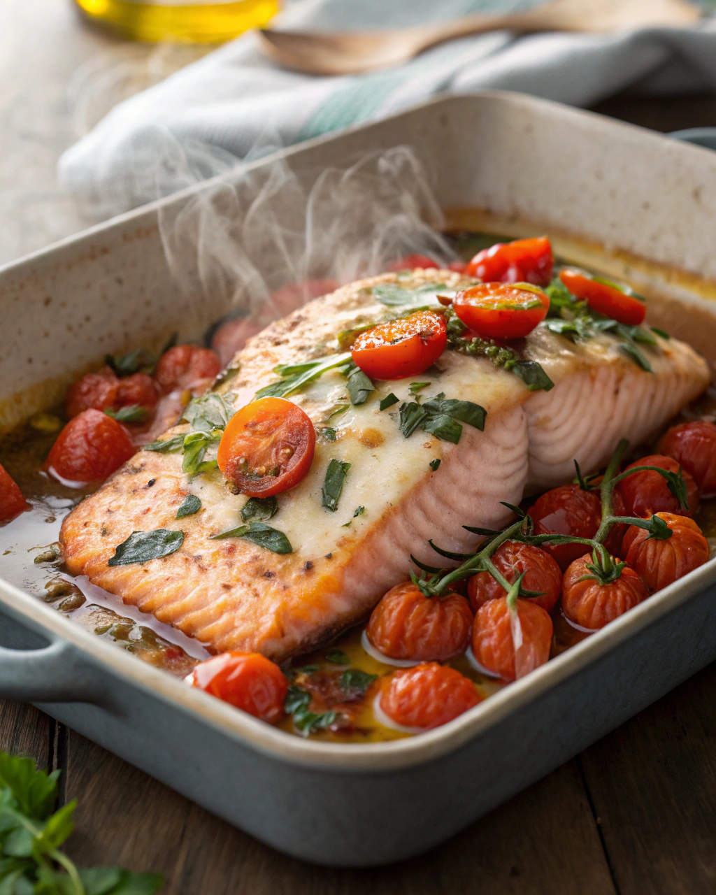 Mediterranean Baked Salmon with Cherry Tomatoes