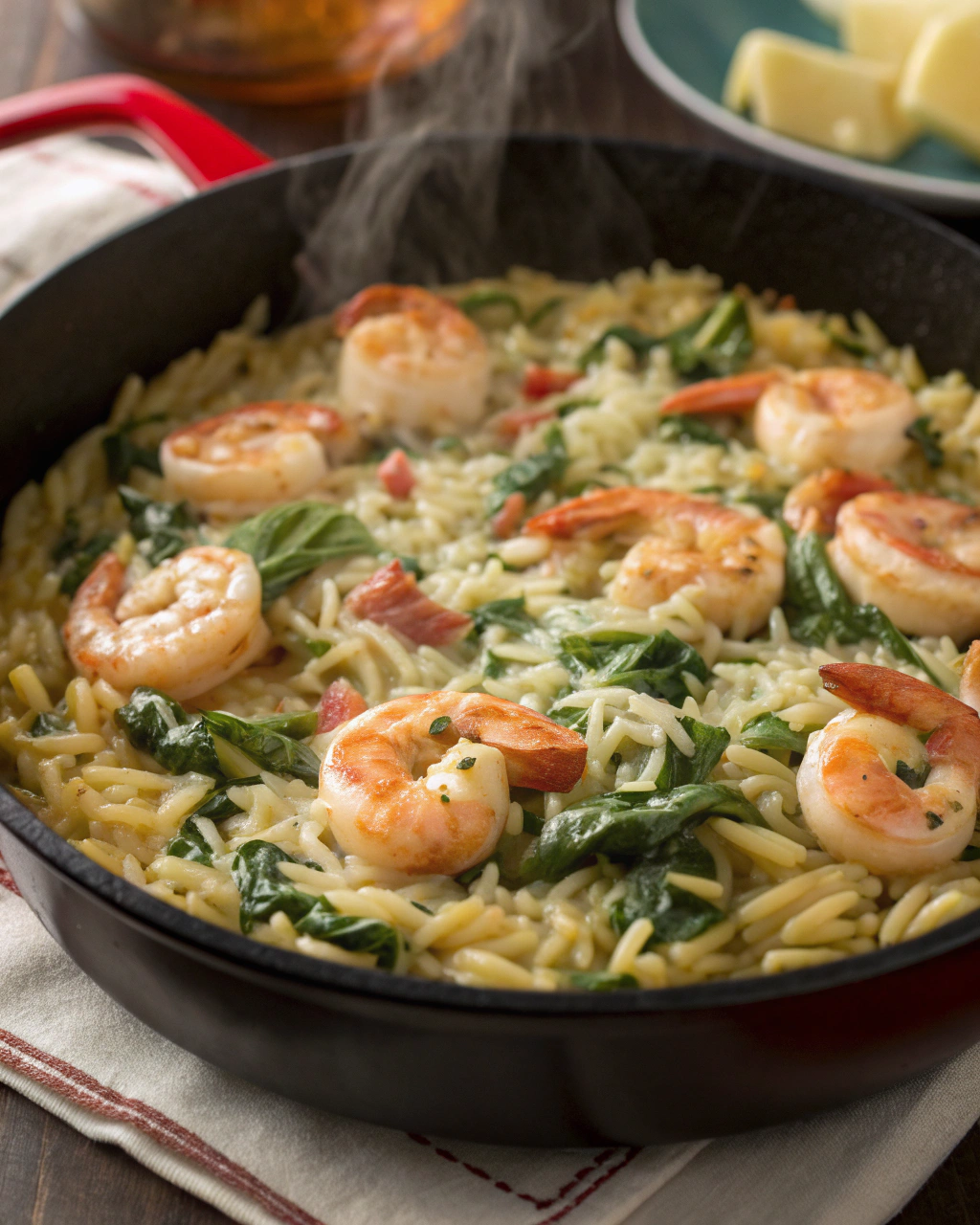 Shrimp and Spinach Creamy Orzo