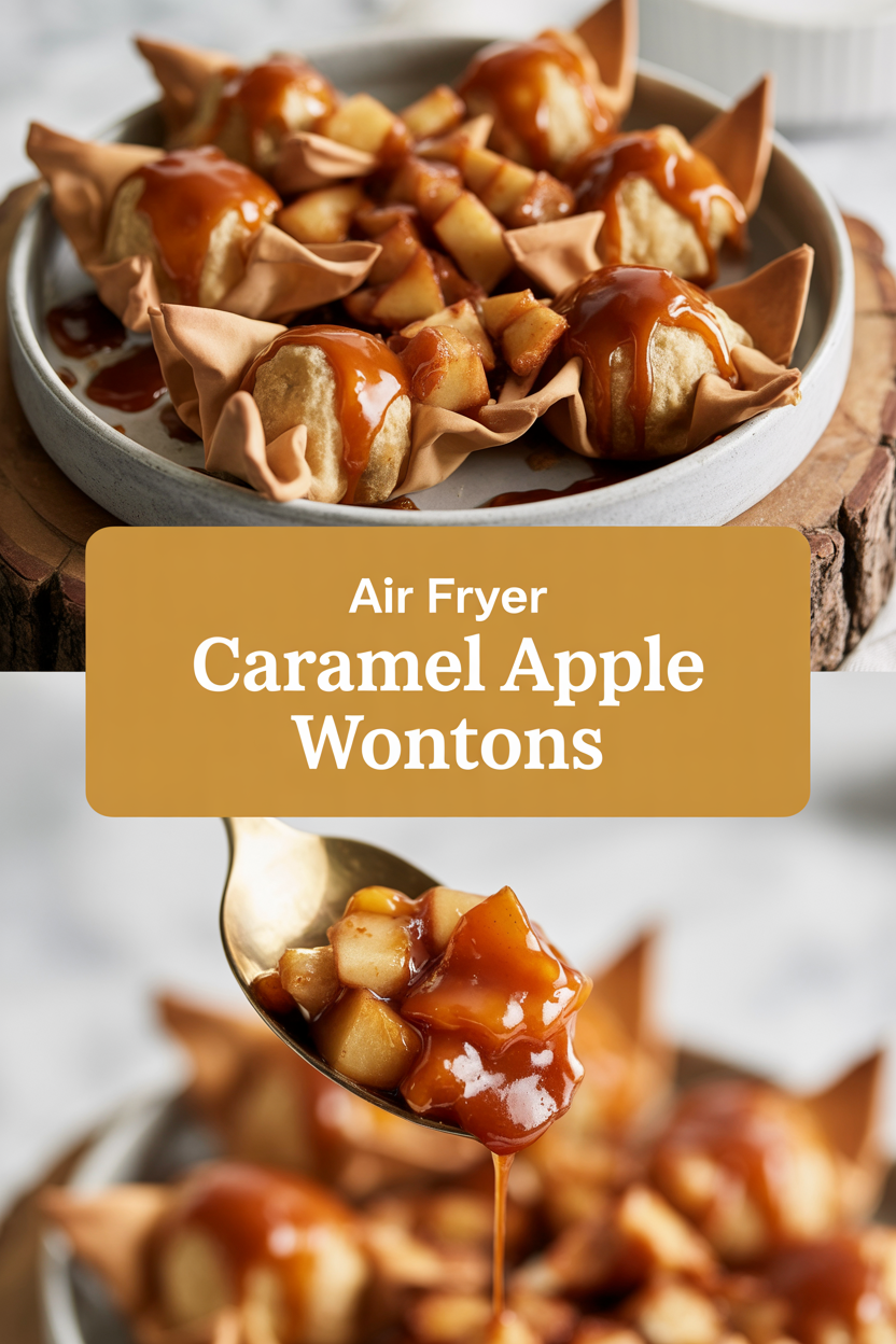 Air Fryer Caramel Apple Wontons