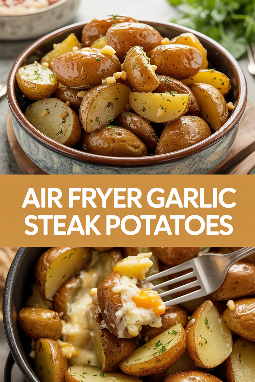 Air Fryer Garlic Steak Potatoes