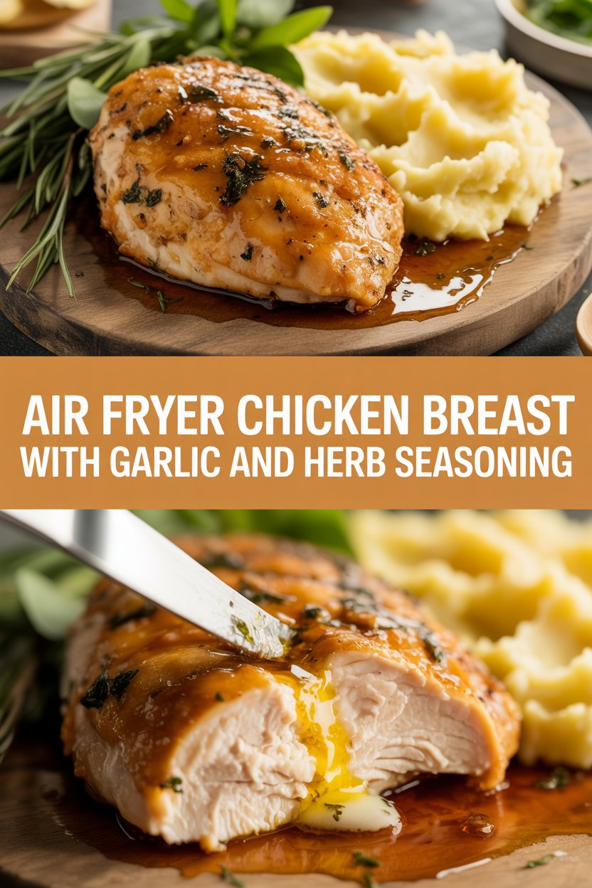 Air fryer chicken breast with garlic and herb seasoning
