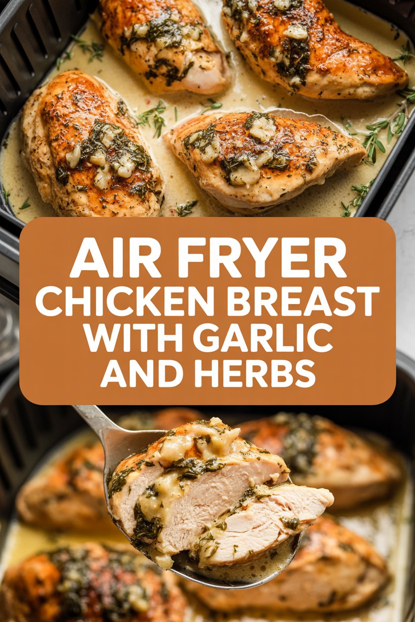 Air fryer chicken breast with garlic and herbs