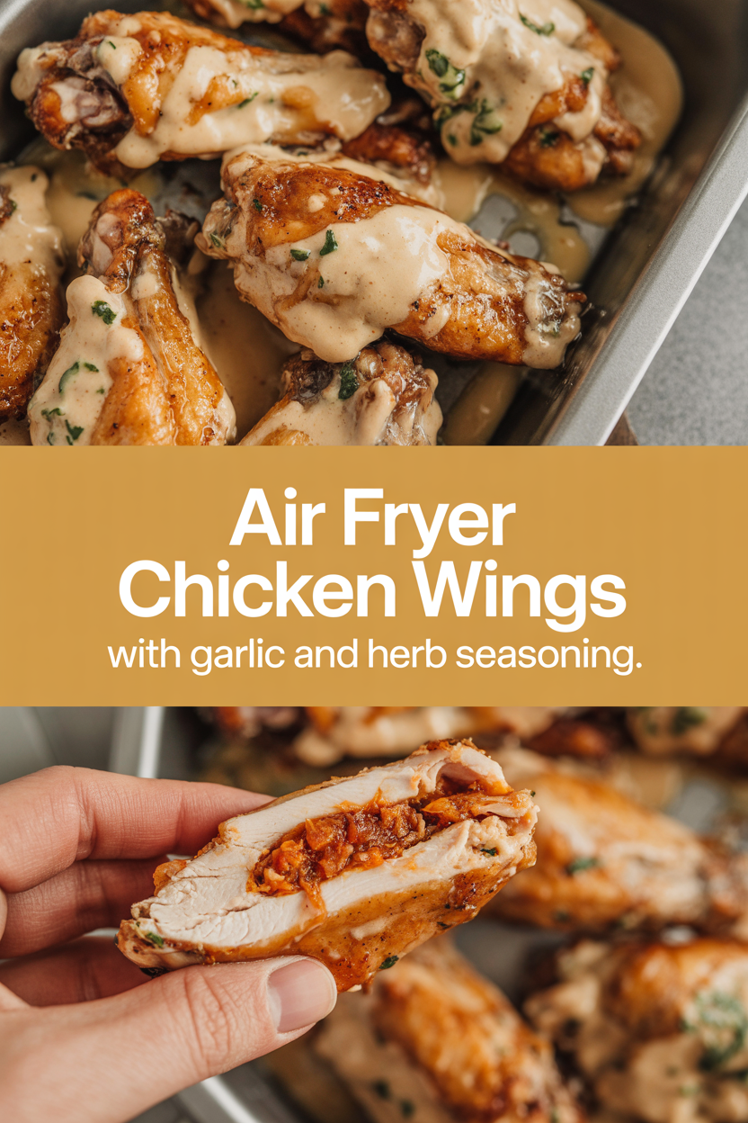 Air fryer chicken wings with garlic and herb seasoning