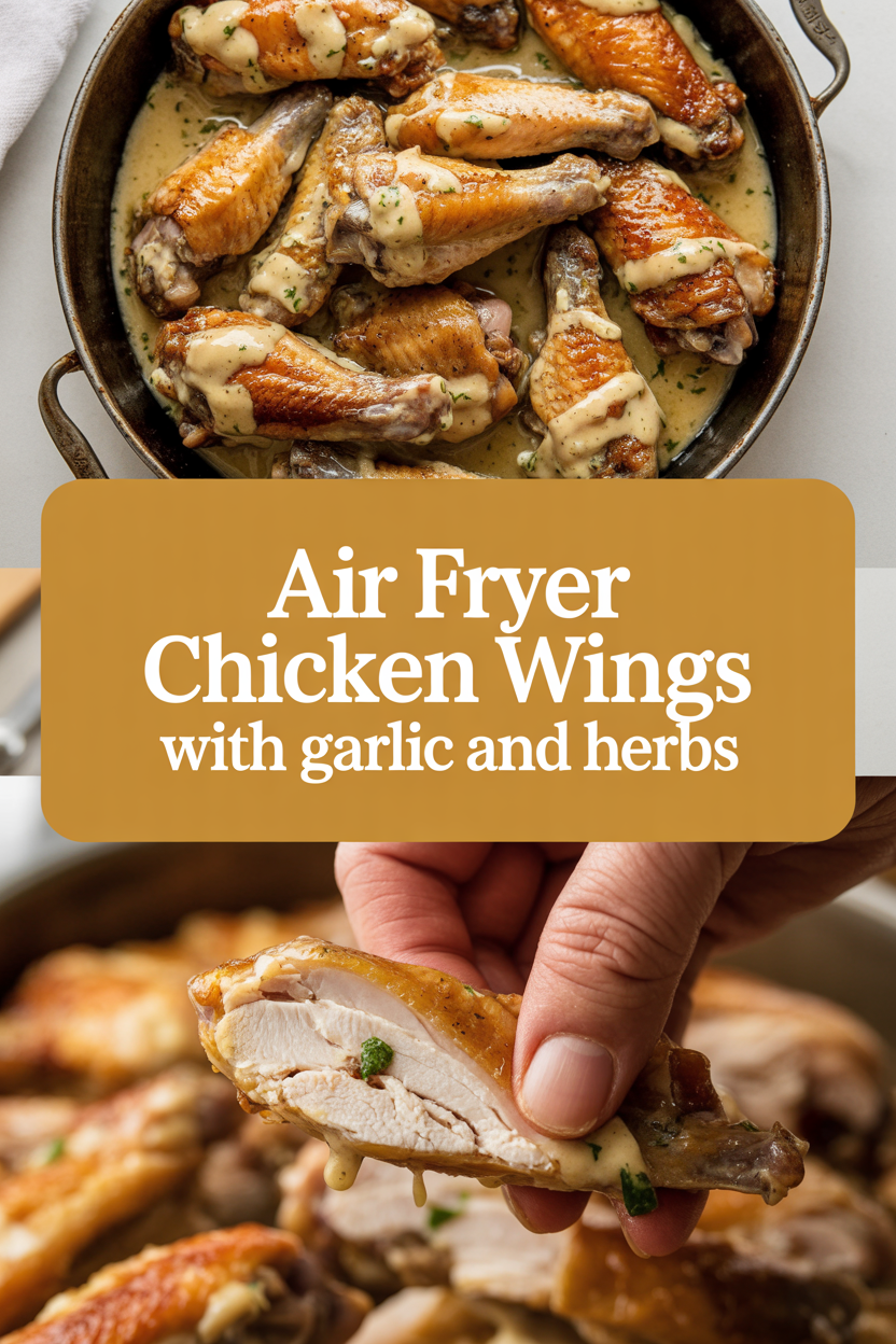 Air fryer chicken wings with garlic and herbs
