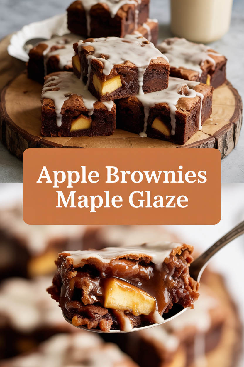 Apple Brownies Maple Glaze