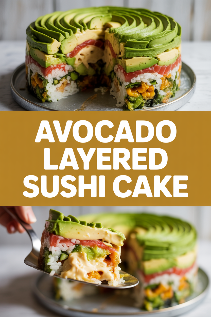 Avocado Layered Sushi Cake