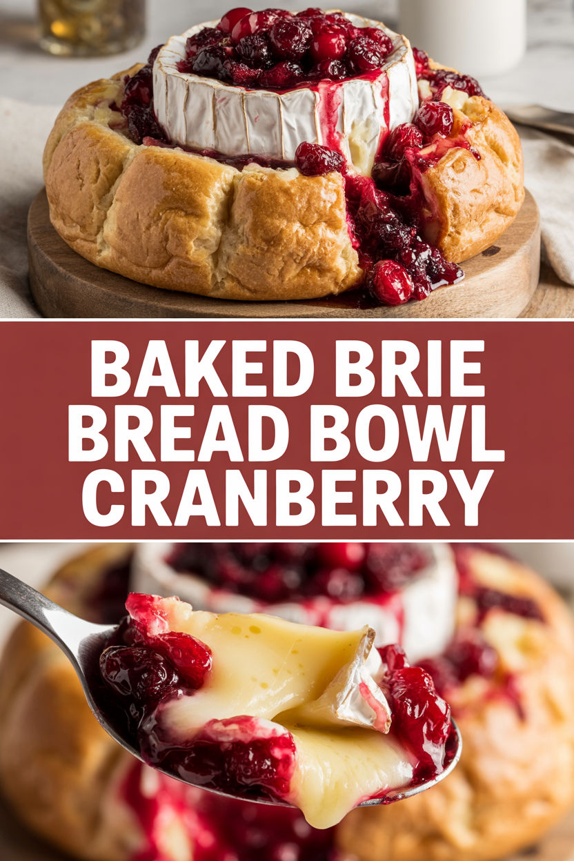 Baked Brie Bread Bowl Cranberry