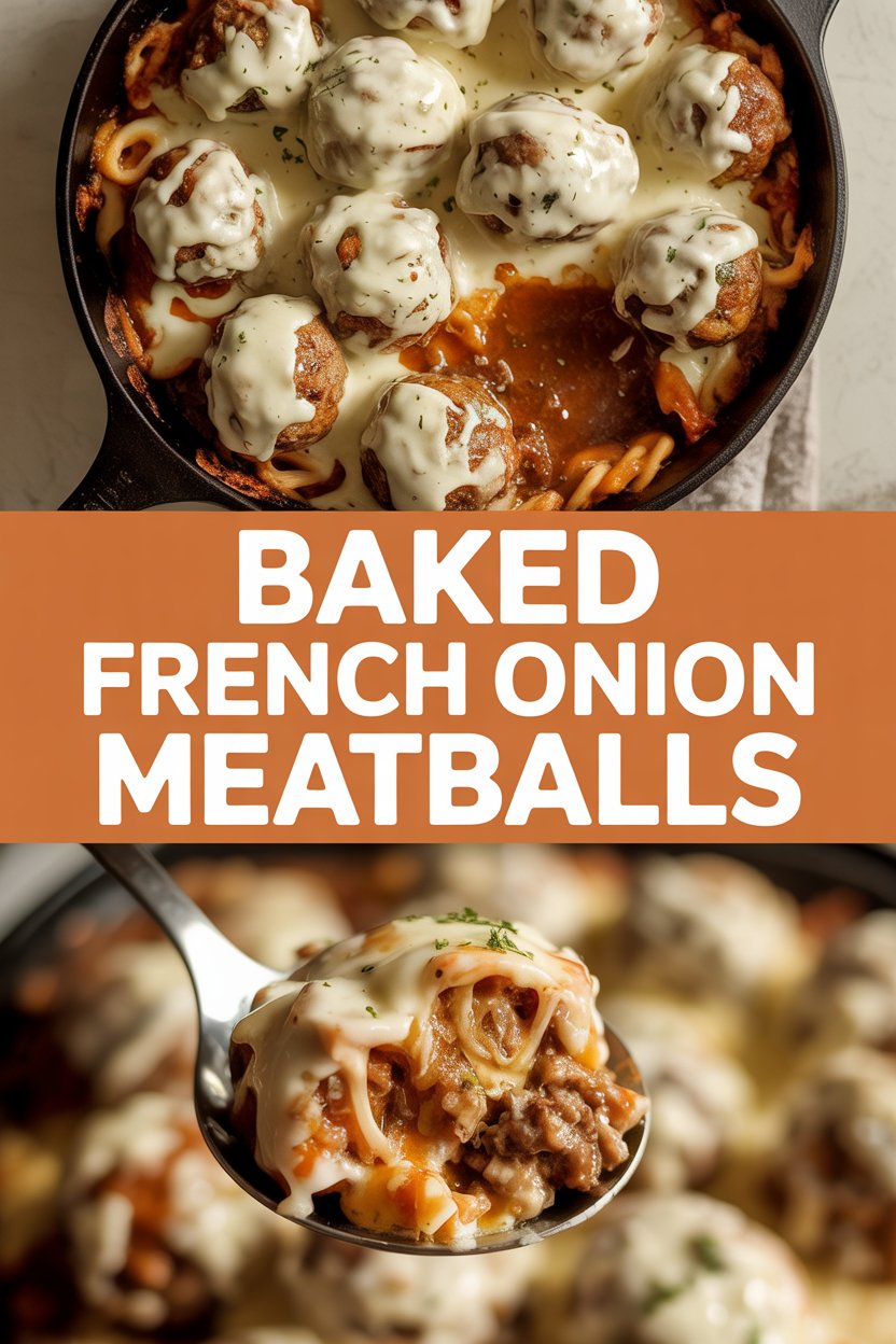 Baked French Onion Meatballs