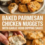 Baked Parmesan Chicken Nuggets with Garlic Herb Dipping Sauce Baked Parmesan Chicken Nuggets with Garlic Herb Dipping Sauce